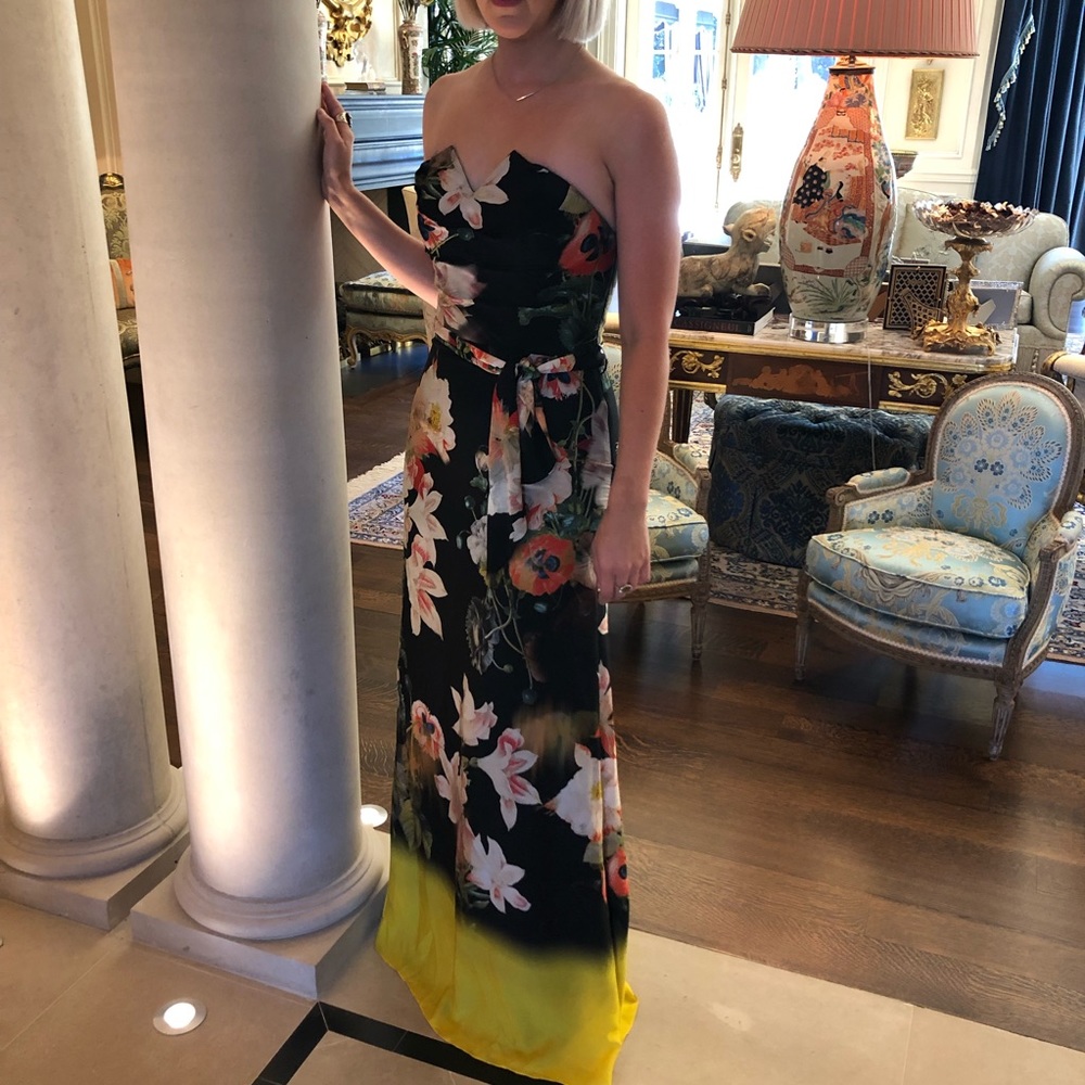 Floral Ted Baker Strapless Gown